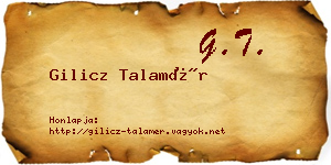 Gilicz Talamér névjegykártya